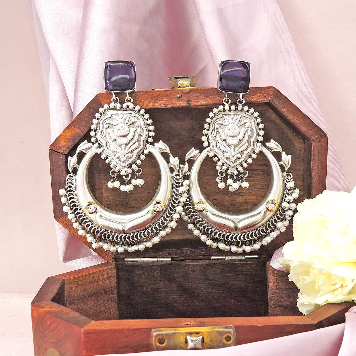 Aqua Blue Silver Plated Boutique Earrings