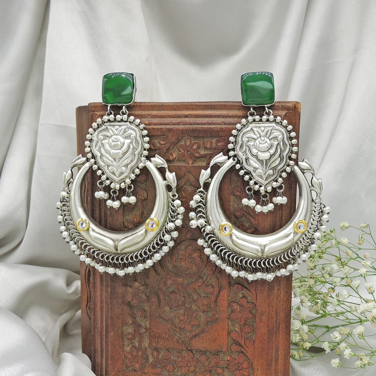 Aqua Blue Silver Plated Boutique Earrings