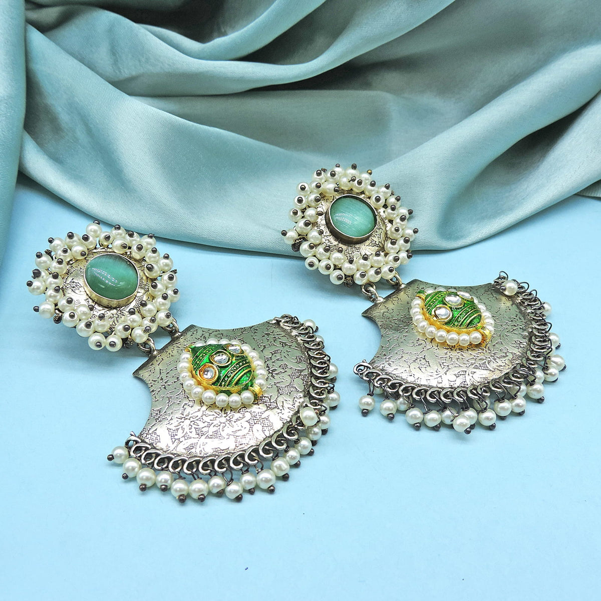 Yellow stone Classic silver tone Drop Earrings