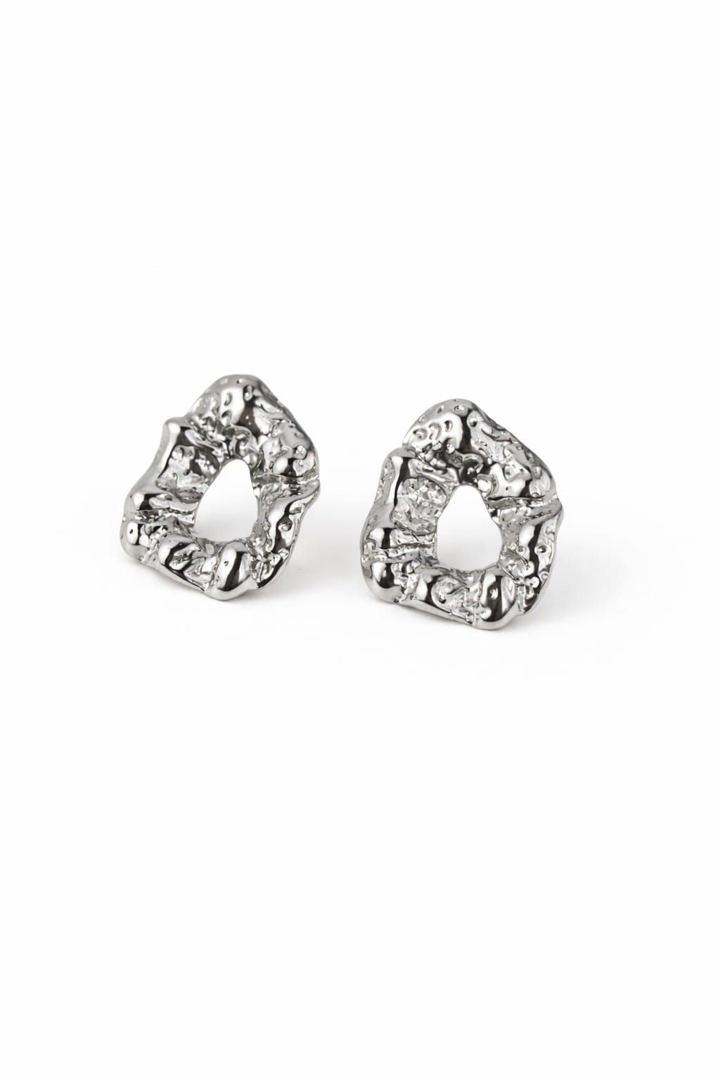 Modern abstract silver textured stud earrings