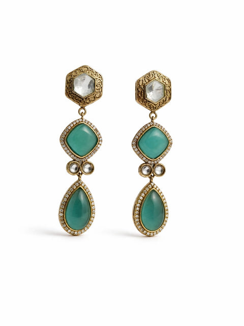 Pink Stone Statement Drop Earrings | Party & Festive Indian Earrings