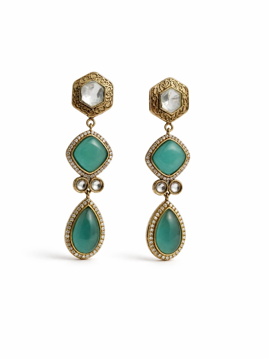 Pink Stone Statement Drop Earrings | Party & Festive Indian Earrings