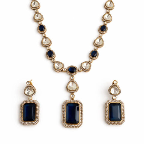 Blue Sapphire AD Necklace Set