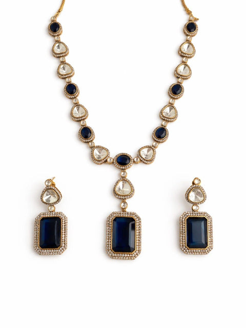 Blue Sapphire AD Necklace Set
