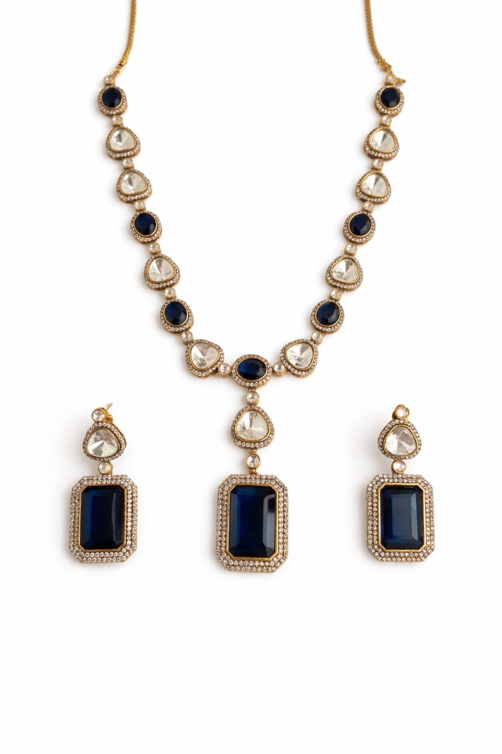 Blue Sapphire AD Necklace Set