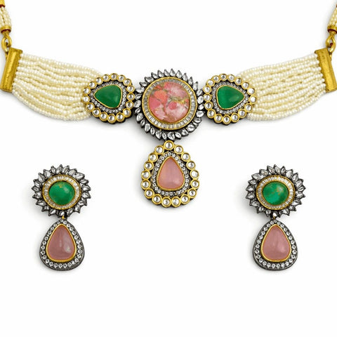 Heritage Pearl Kundan Choker Necklace Set