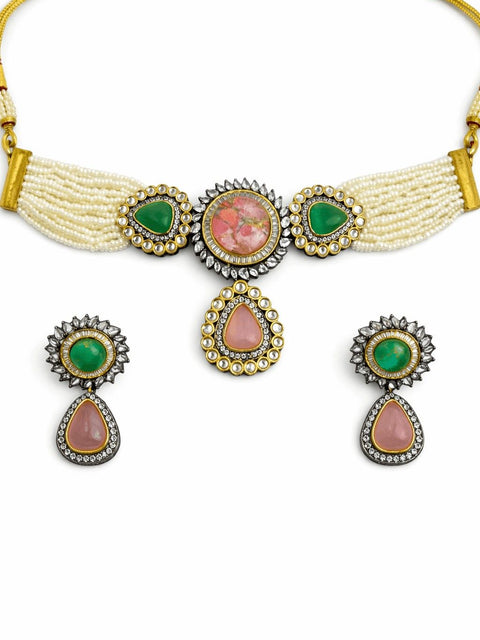 Heritage Pearl Kundan Choker Necklace Set