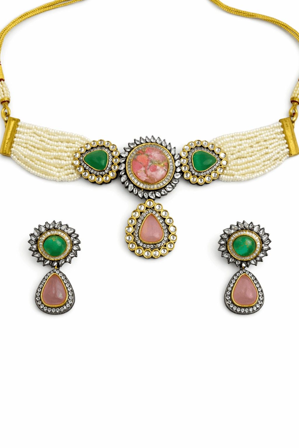 Heritage Pearl Kundan Choker Necklace Set