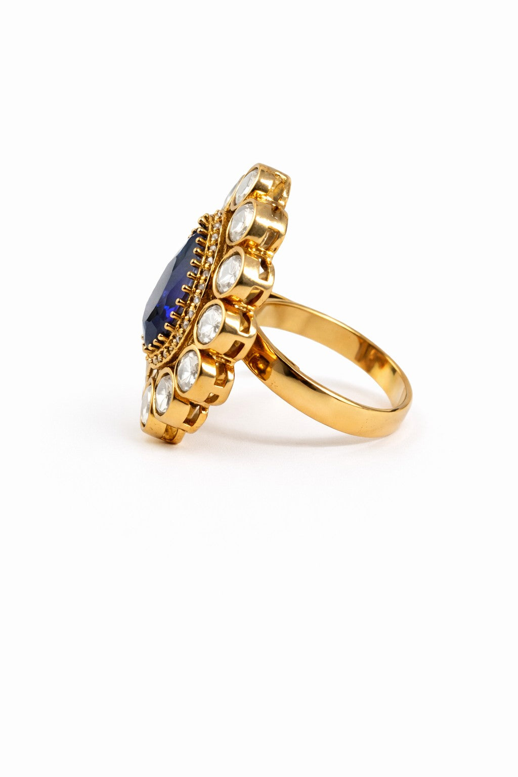 Peach Kundan Statement Ring