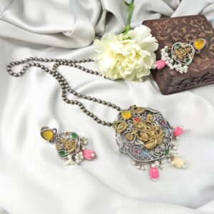 Elelephant Long Necklace with Silver and Golden plated