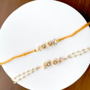 Two Pink stone Rakhi set