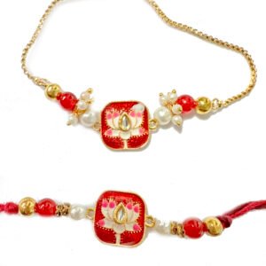 Red Lotus Rakhi set