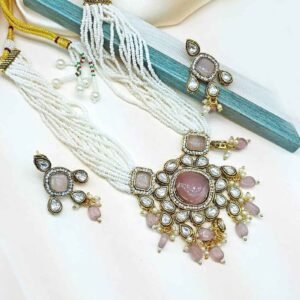 Kundan with Monalisa stone Necklace