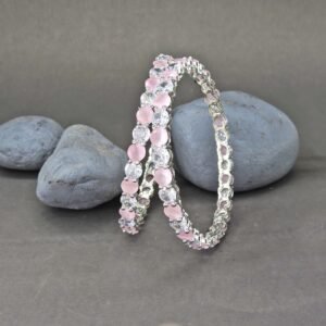 Pink and white stone Bangles