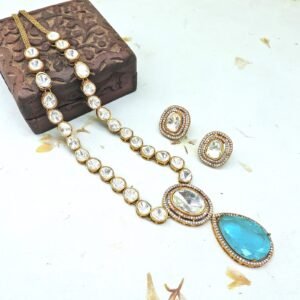 Moisaanite Necklace with Aqua Color stone