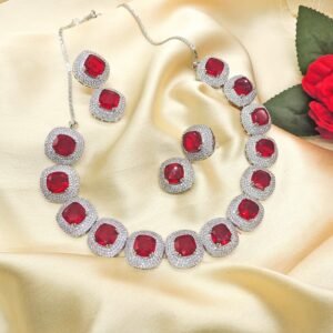 AD with red stone Necklace set