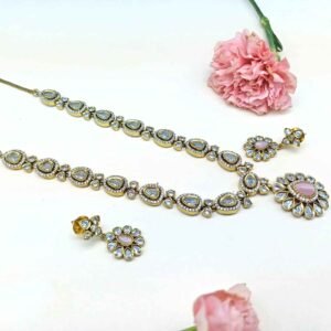 Victorian Light Pink stone Necklace set