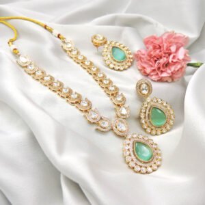Sage Green with Kundan Necklace set