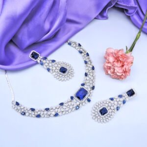 Premium CZ with Navy Blue Doublet Necklace set