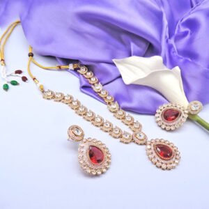 Red Stone with Kundan Necklace set