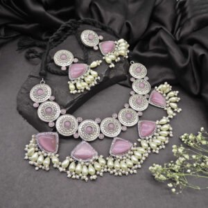 Silver Plated with Baby Pink Monalisa