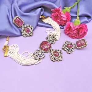 Blush radiance pearl&pink stone set