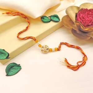 Traditional Kundan Rakhi with Beaded Detailing