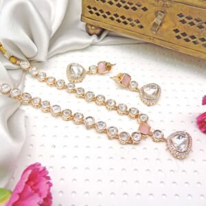 Pastel pink & kundan necklace set