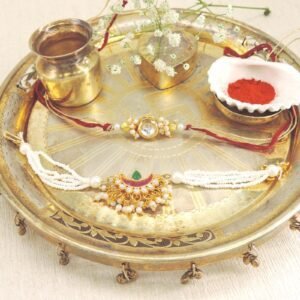 Chandbali Bhaiya Bhabhi Rakhi Set – Pearl Drop & Kundan Designer Pair