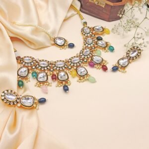 Multicolor Beaded Kundan Necklace Set
