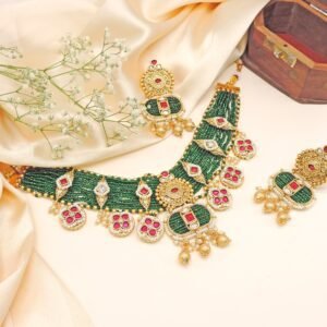 Temple-Inspired Ruby Emerald Choker Set
