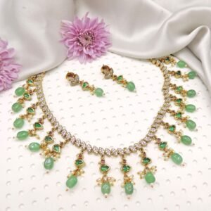 Emerald Drop Diamond Necklace Set