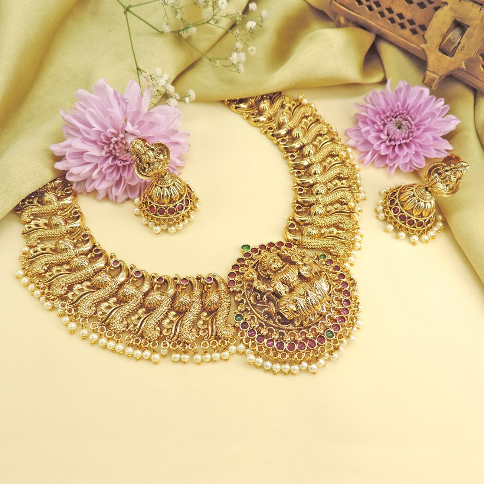 Lakshmi Coin Antique Temple Necklace Set
