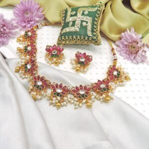 Kemp Pearl Drop Lotus Necklace Set