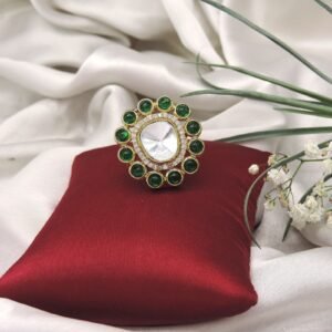 Round Mother-of-Pearl Aura AD Cocktail Ring