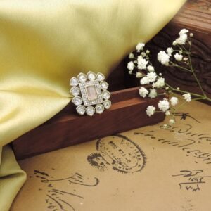 Square AD Kundan Cocktail Ring