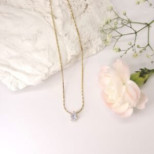 18K Gold-Plated Teardrop Solitaire Pendant Necklace