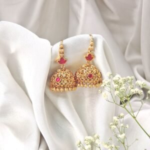 Classic Gold Jhumka with Ruby Stones