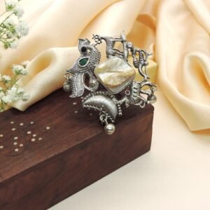 Oxidised Peacock Ring with MOP stone