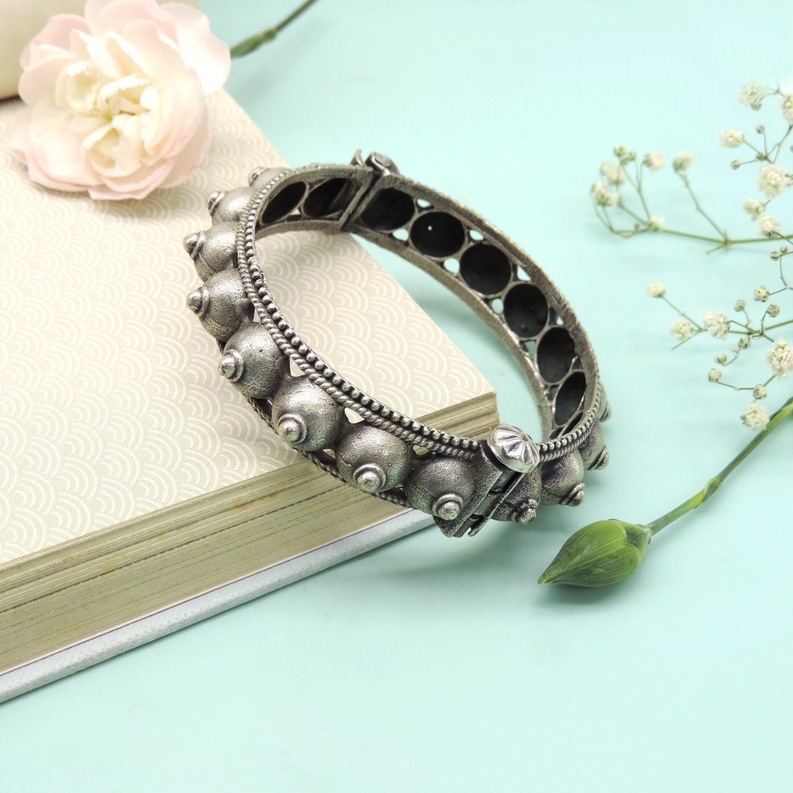 Oxidised Dome Studded Bangle