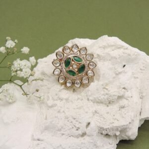 Round Green Enamel AD Cocktail Ring