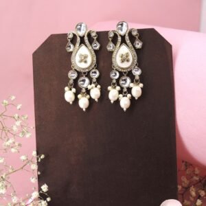 Ivory & Kundan Pearl Drop Earrings – Elegant Ethnic Jewelry